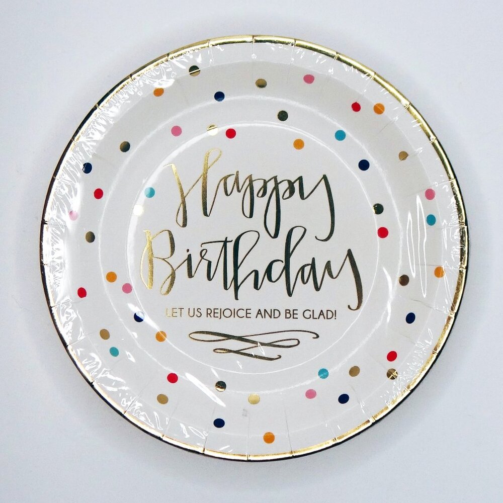 "LET US REJOICE AND BE GLAD" 24 HAPPY BIRTHDAY PAPER PLATES Religious Faith